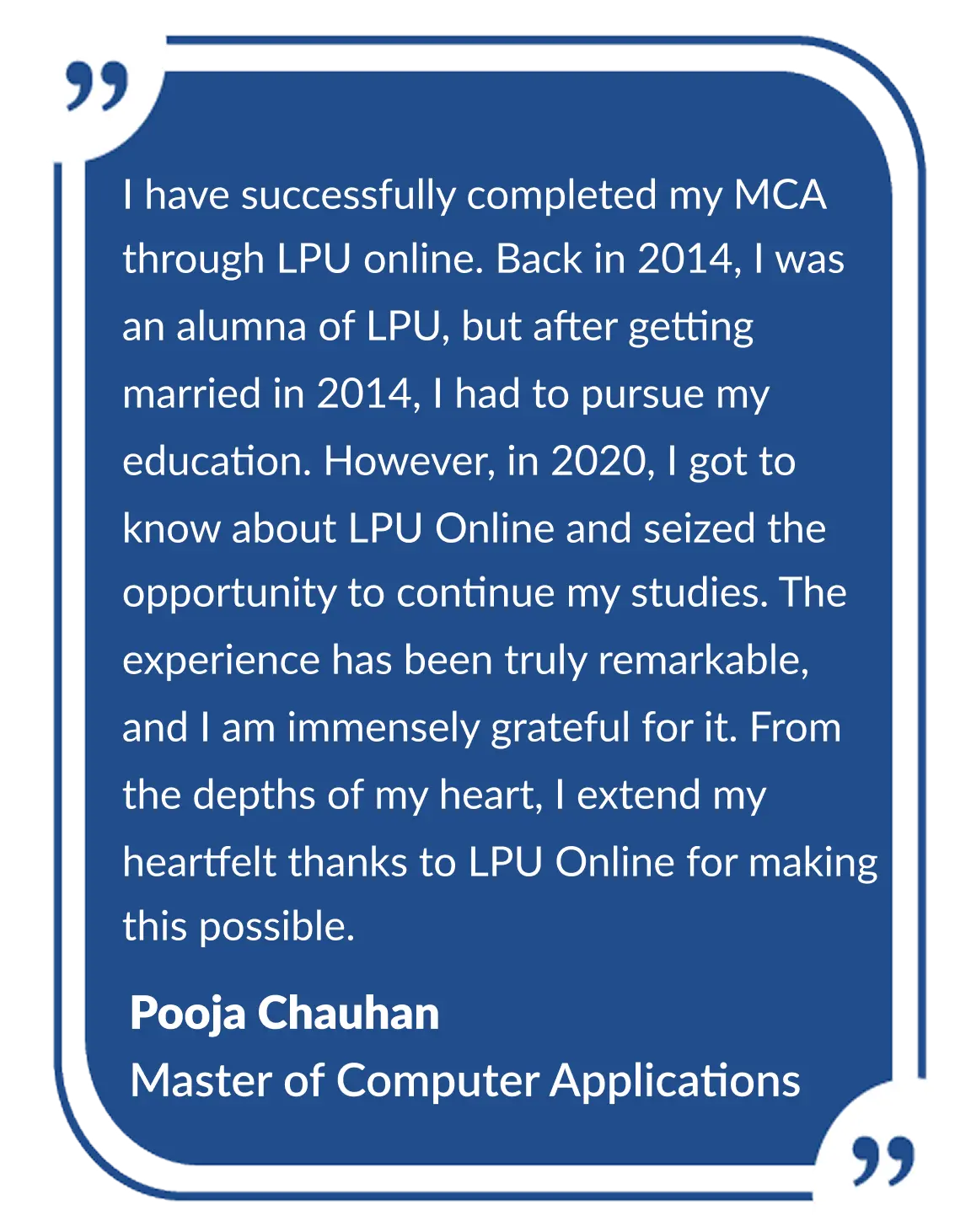 lpu online mca student testimonial