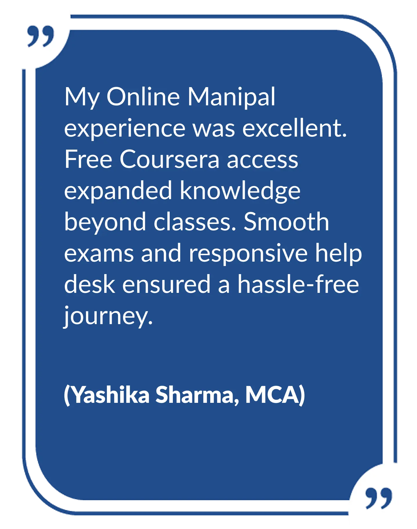 manipal online mca student testimonials
