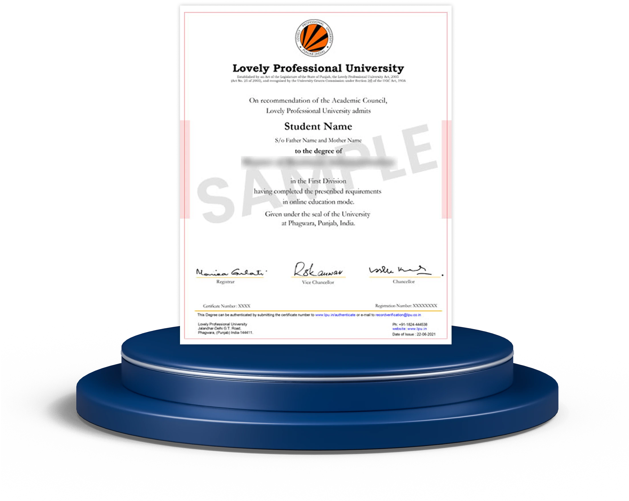 lpu online mca certificate
