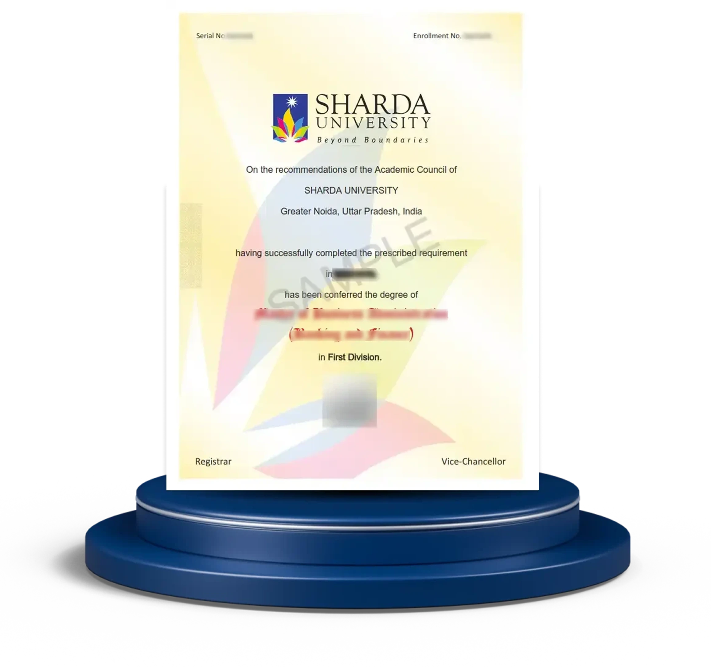 sharda mca certificate